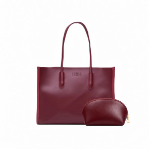 HBH Office Bag Tote Maroon (Free Make-up Pouch)