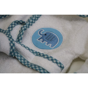 Home N Baby Elephant Design Baby Bathrobe White / Blue