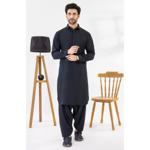 Bareeza Soft Cotton Unstitched Shalwar Kamez For Men - Navy Blue