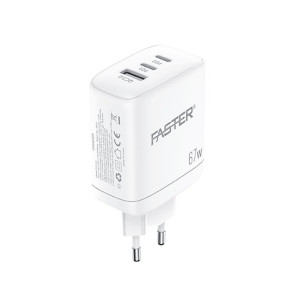 Faster USB-C Super Fast Charging Wall Charger with PD Cable White (PD-67W)