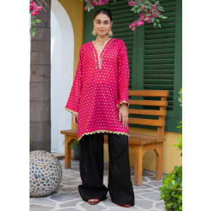 Ahlam Fuschia Dreams Dyed Jacquard Kurta 1-piece