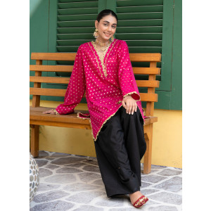 Ahlam Fuschia Dreams Dyed Jacquard Kurta 1-piece