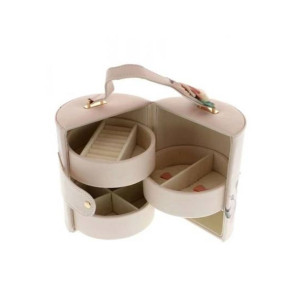 G-Mart Pu Leather 3 Layer Round Jewelry Storage Box