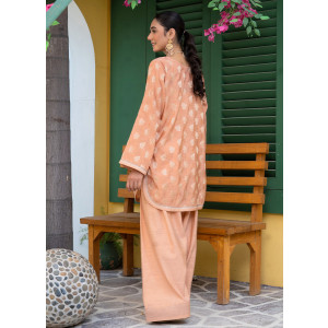 Ahlam Golden Peach Jackard Suit 2-Piece