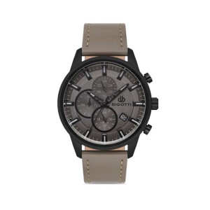 Bigotti Leather Men's Watch Grey (BG.1.10356-5)