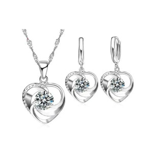 EvaEsh Heart Stamped Jewelry Set Silver