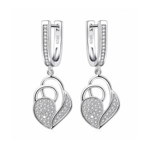 EvaEsh Heart Shaped Stamped Jewelry Set Silver