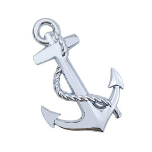 Ferozi Traders Anchor 3D Car Decoration Sticker Logo - Silver