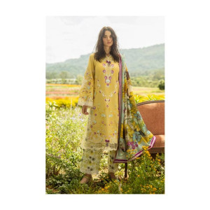 Mushq Faded Sunflower Lawn Unstitched 3 Pieces Yellow Gold (HUNSS250305BU)