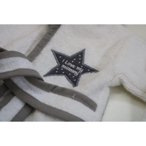 Home N Baby I love Mummy Baby Bathrobe White / Grey