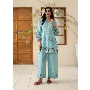 Ahlam Ice Blue Luxury Printed Lawn Kurta 1-piece