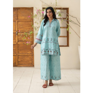 Ahlam Ice Blue Luxury Printed Lawn Kurta 1-piece