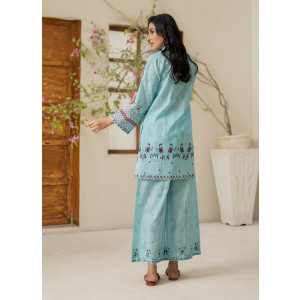 Ahlam Ice Blue Luxury Printed Lawn Kurta 1-piece