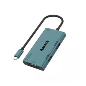 Amaze Type - C To Dual HDMI + VGA + Audio Hub Black (A324)