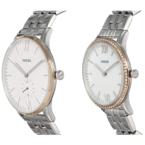 Fossil Three-Hand Stainless Steel Couple Watch Silver (FS5562SET)