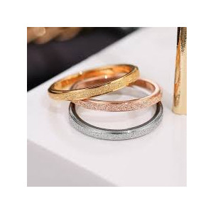 SS Mart Double Flair Frosted 2 mm Wide Titanium Steel Rings