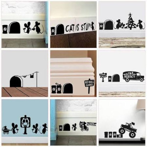 Mouse Hole Kitchen Bedroom Baseboard Wall Stickers