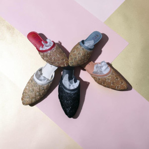 US Collection Women's Embroidered Khussa Mules - 6 Pair Set