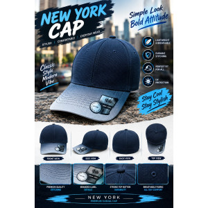 Classic Hat Cap Embroidered Design For Men - Blue