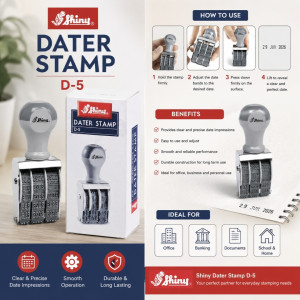 Letsshop Shiny D 5 Stamp Adjustable Date Stamp Office