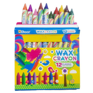 Deer Wax Crayons Safety Quality For Kids - Pack of 12