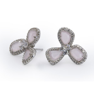 Zed Eye Floral Wheel Earrings For Women Pink (ISE001B)