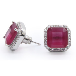 Zed Eye Cyno Squares Earrings For Women Red (ISE122B)