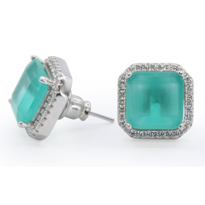 Zed Eye Cyno Squares Earrings For Women Aqua (ISE122D)