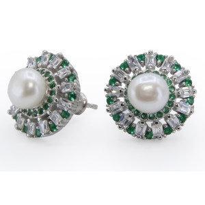 Zed Eye Floral Fountain Earrings For Women Green (ISE127A)