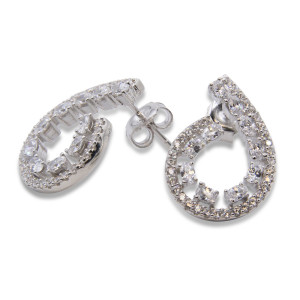 Zed Eye Silver Pears Earrings For Women (ISE156)