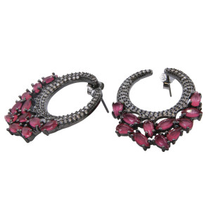 Zed Eye Red Crescent Earrings For Women (ISE158)