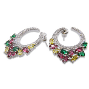 Zed Eye Rainbow Crescent Earrings For Women (ISE159)