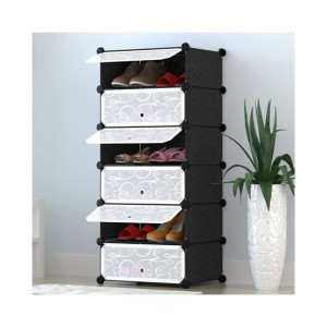 Israr Mall 6 Layers Cubes Shoe Rack & Organizer - Black