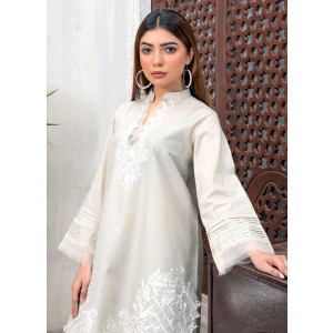 Ahlam Ivory Lace Cotton Suit 2-Piece