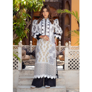 Ahlam Ivory Lattice Printed 2-Piece lawn