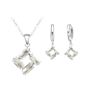 EvaEsh Stylish Brick Stamped Jewelry Set Silver (925)