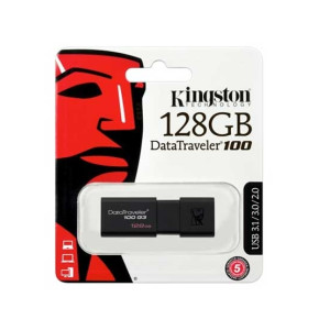 Kingston DataTraveler 100 G3 128GB USB 3.0 Black Flash Drive (DT100G3/128GB)
