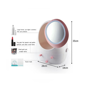LED Light Mirror Makeup Cosmetic Organizer