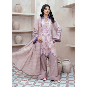 Ahlam Lilac Lace Embroidery Raw Silk Suit 3-piece