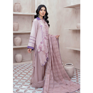 Ahlam Lilac Lace Embroidery Raw Silk Suit 3-piece