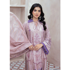 Ahlam Lilac Lace Embroidery Raw Silk Suit 3-piece