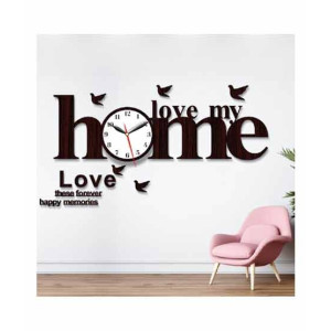 LookNBuy home 3D Wooden Wall Clock (0018)