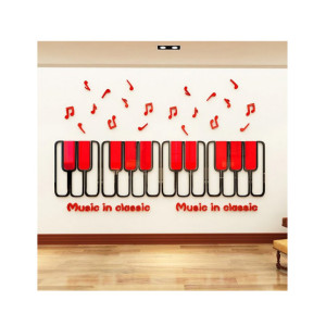 LookNBuy Piano With Sound Waves Wall Art (0031)