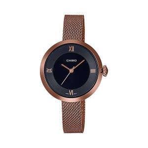 Casio Rose Gold Mesh Watch For Women (LTP-E154MR-1A)