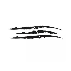 M.Mart Reflective Monster Stripe Claw Applique Car Sticker White