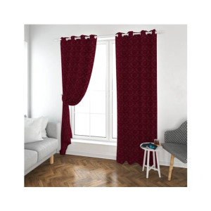 Maguari Lining Jacquard Curtains 2 Pcs Maroon