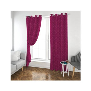 Maguari Lining Jacquard Curtains 2 Pcs Dark Pink