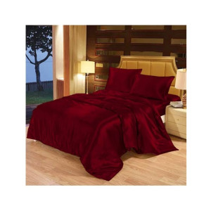 Maguari Satin Soft Silk Shine Single Bed Sheet Maroon (0304)