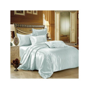 Maguari Silk Satin Spread King Bed Sheet Sky Blue