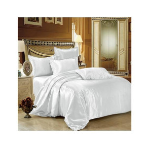 Maguari Silk Satin Spread Double Bed Sheet White